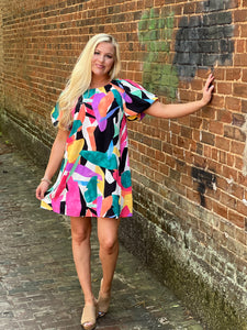 Living in color dress jodifl pink mix