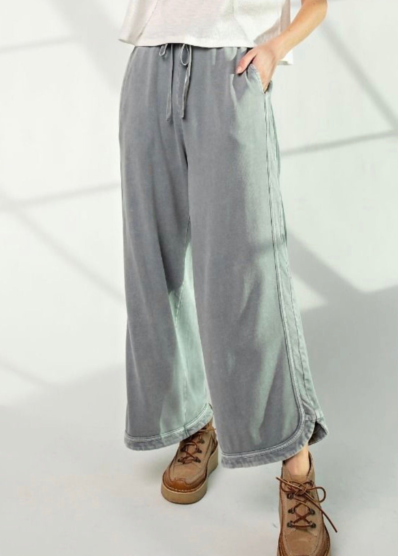 Easel mineral wash wide leg pants