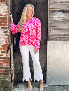 Hot pink cheetah print silky top