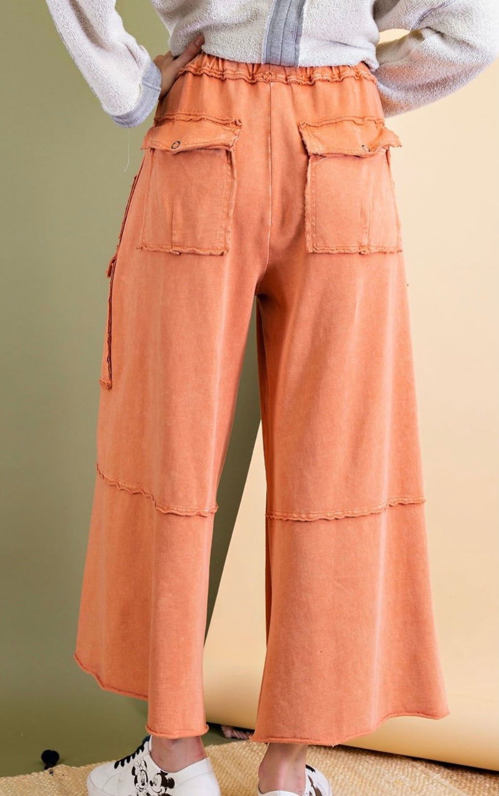 Easel Faded Wide Leg Pants cargo style