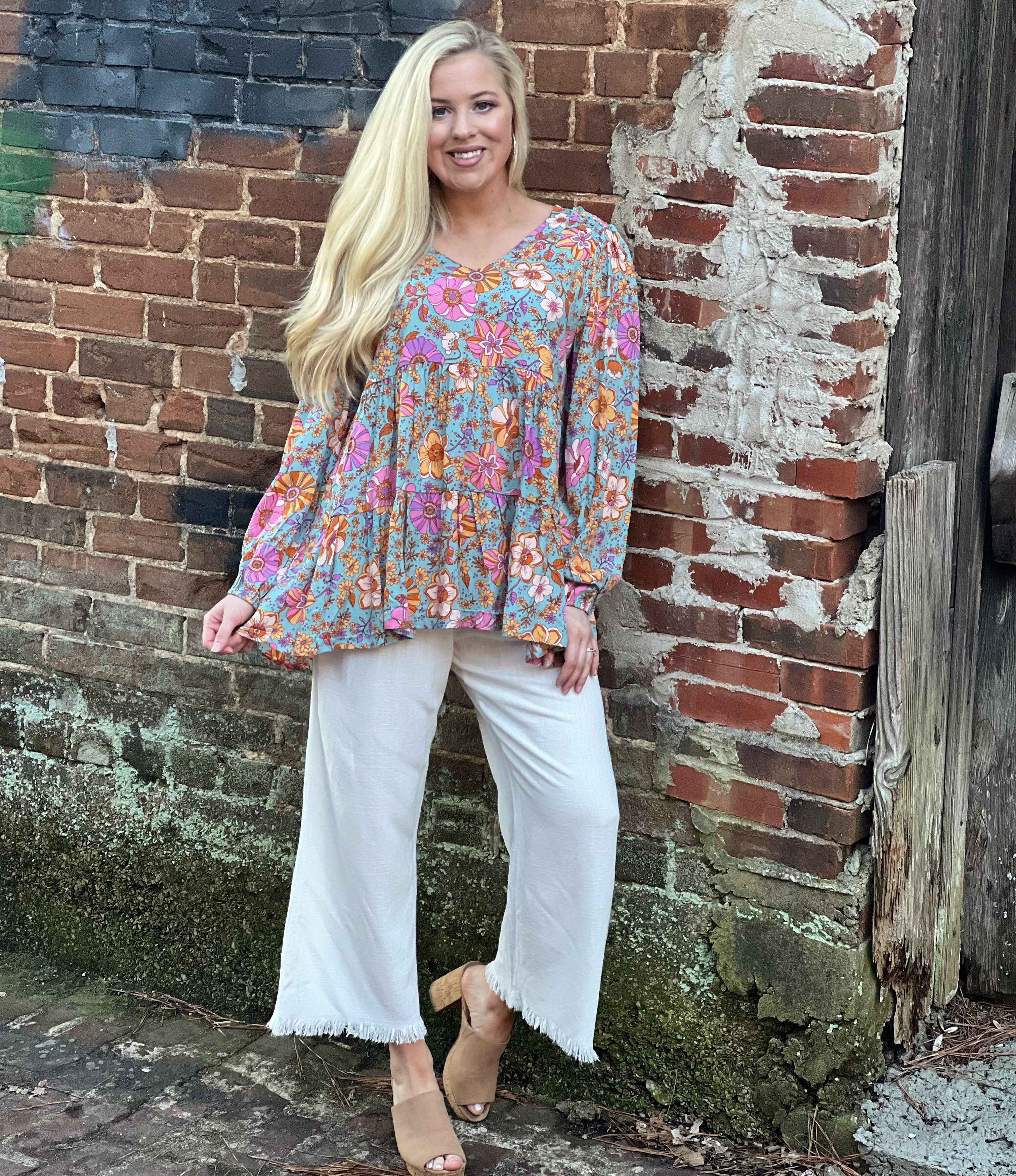 Floral mix tiered top