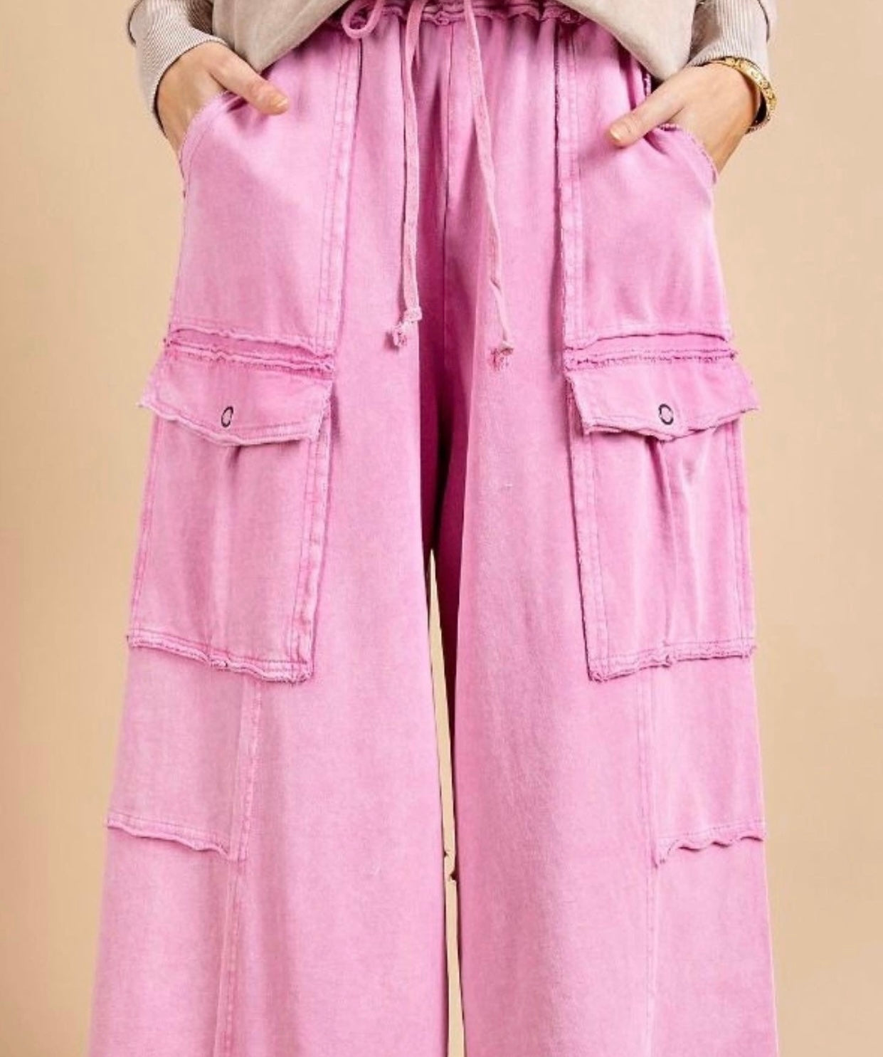 Easel Faded Wide Leg Pants cargo style