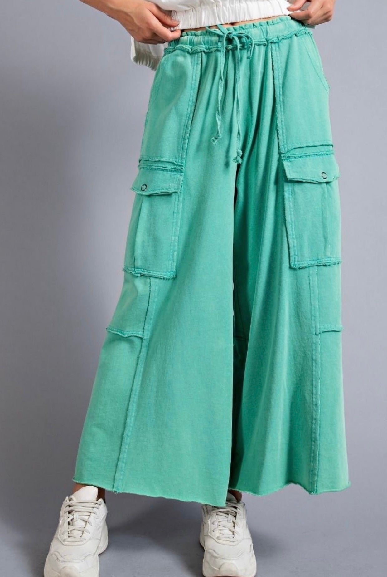 Easel Faded Wide Leg Pants cargo style