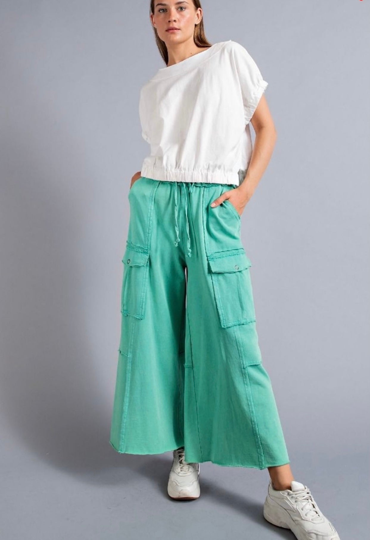 Easel Faded Wide Leg Pants cargo style