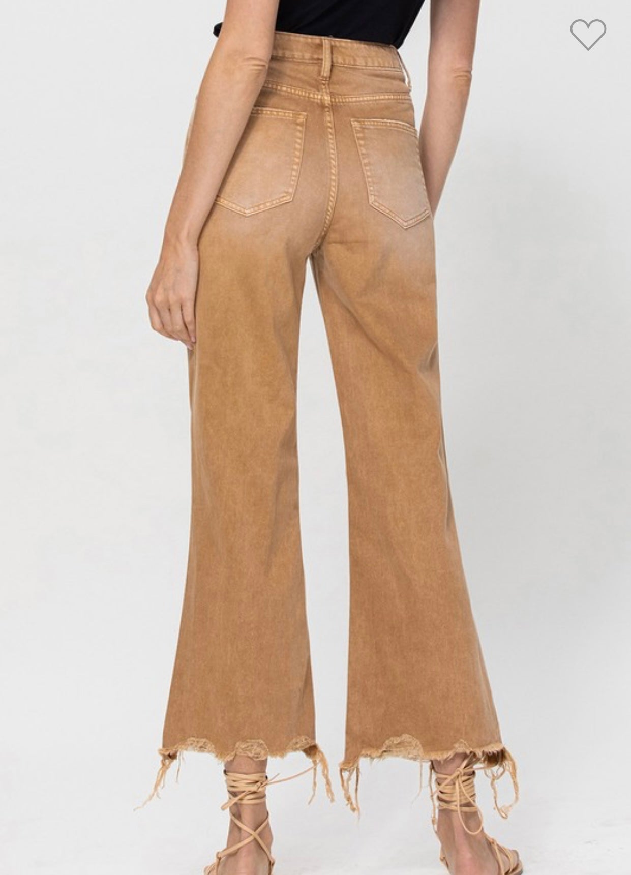 Vervet tan frayed wide leg pants