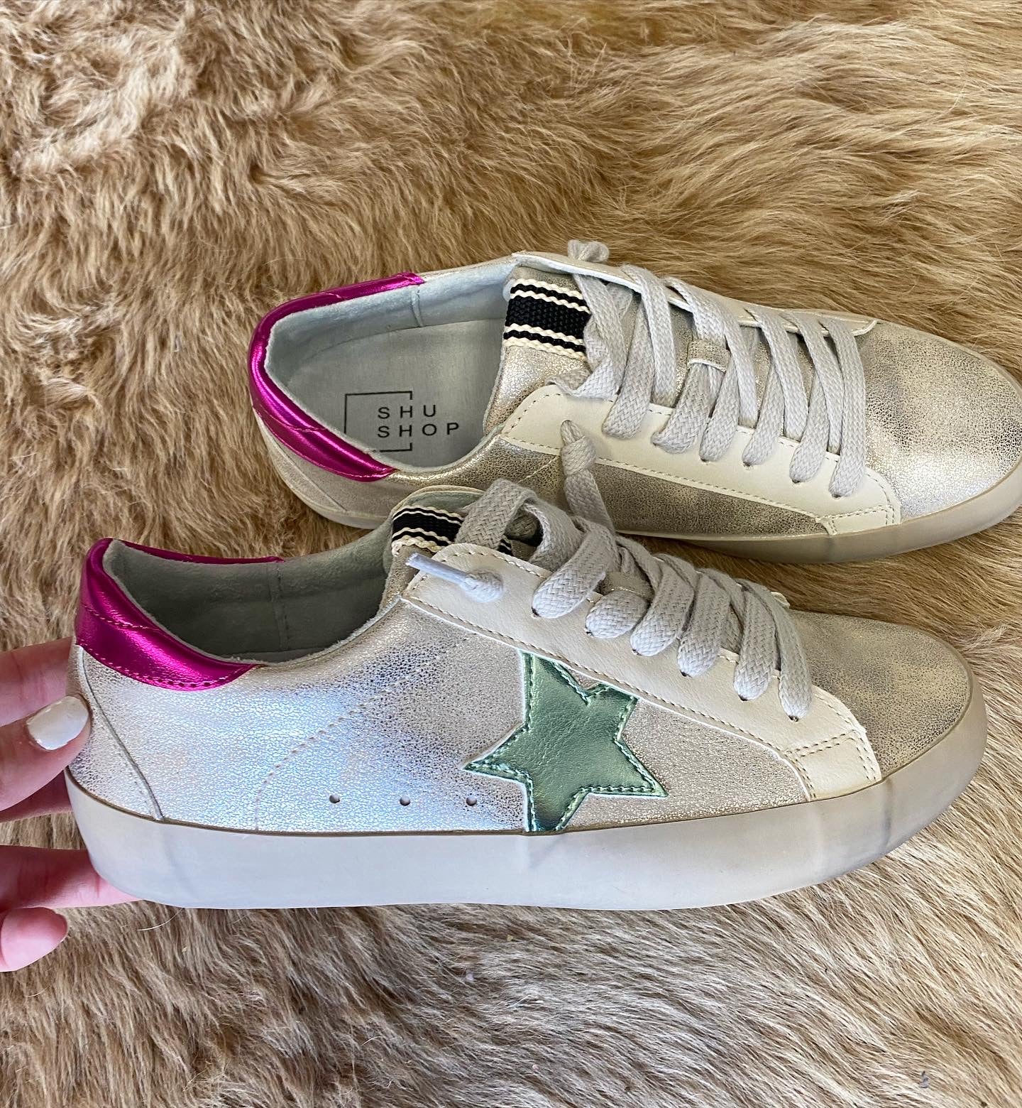 Paula Silver Distressed Shu Shop sneaker