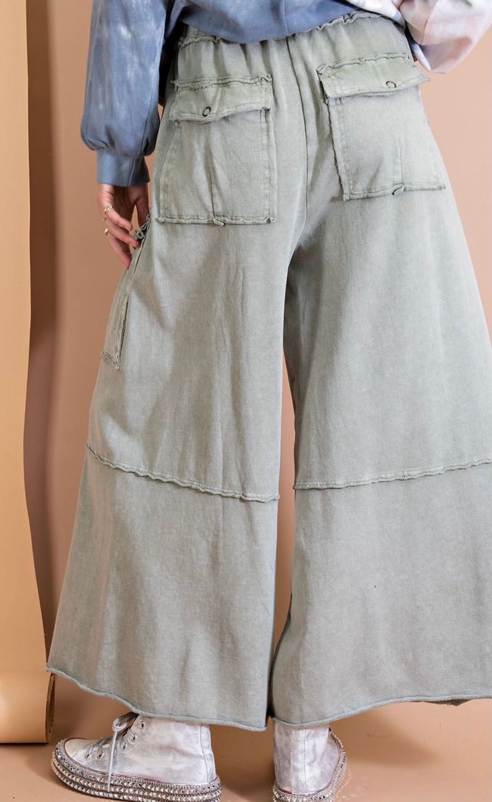 Easel Faded Wide Leg Pants cargo style